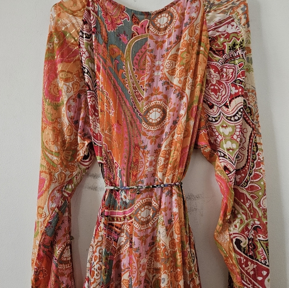 NWT Zara Short Printed Dress Belted Multicolored Orange Size XL 7521/049 - Picture 14 of 15